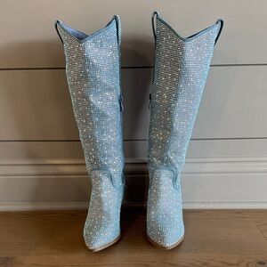 Blue Sequin Women's Cowboy Boots